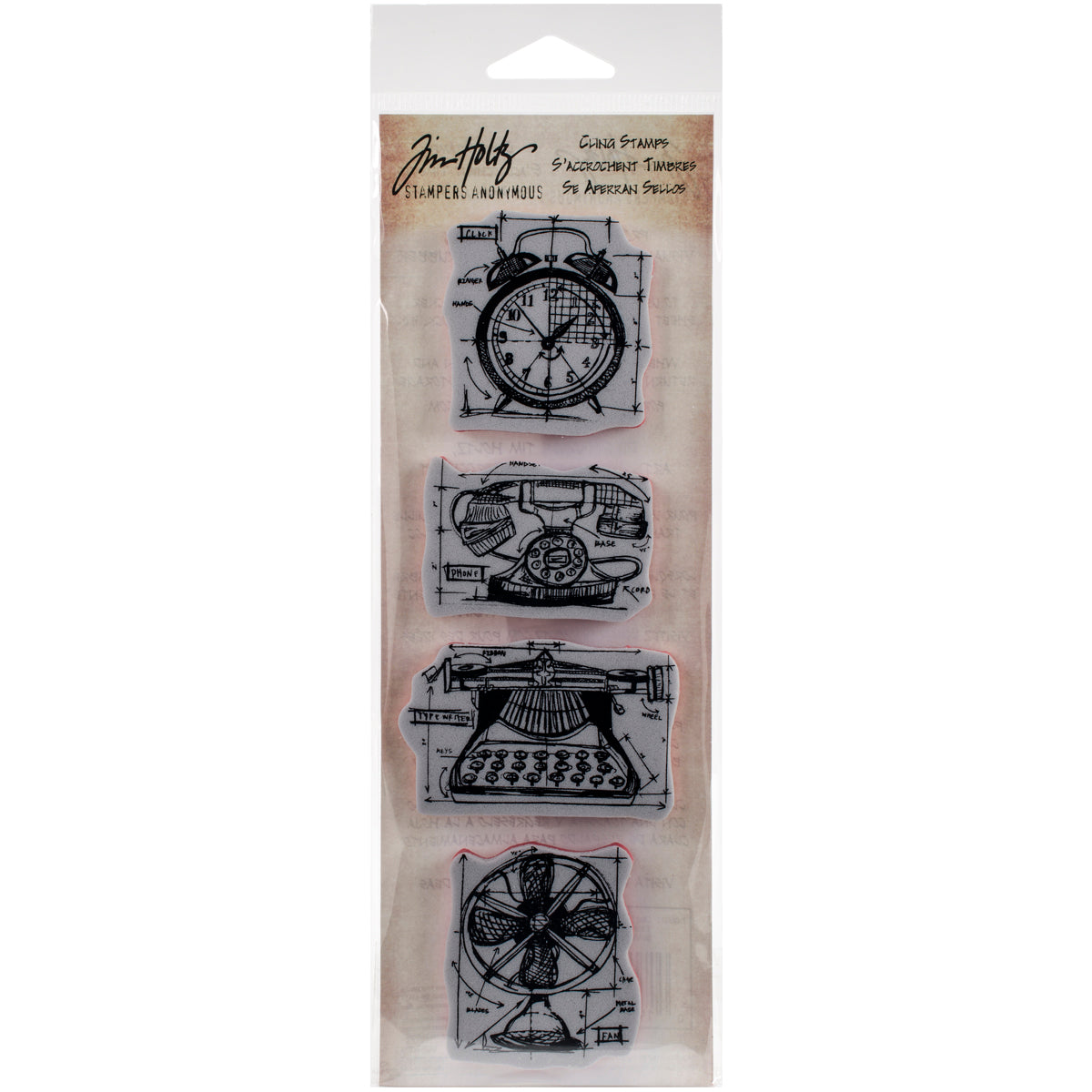 Tim Holtz Mini Blueprints Strip Cling Stamps Vintage Things