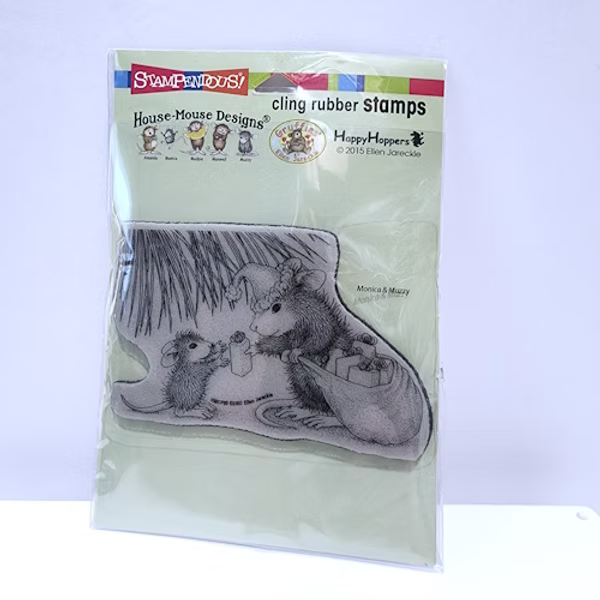House-Mouse Cling Rubber Stamp Gift Giving