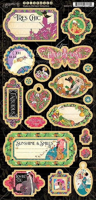 Graphic45 Fashion Forward Collection Chipboard
