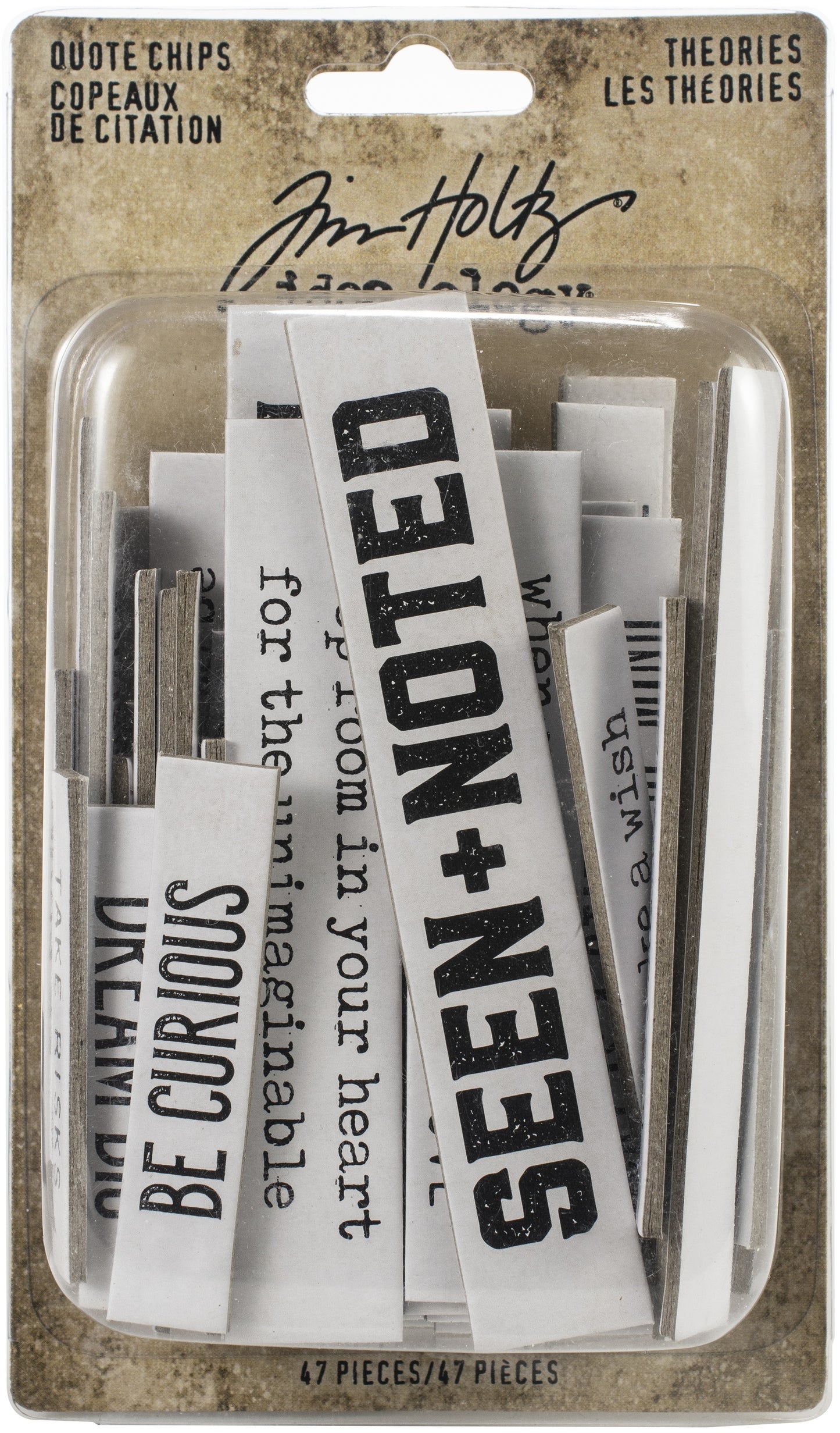 Tim Holtz Chipboard Quote Chips 47/Pkg