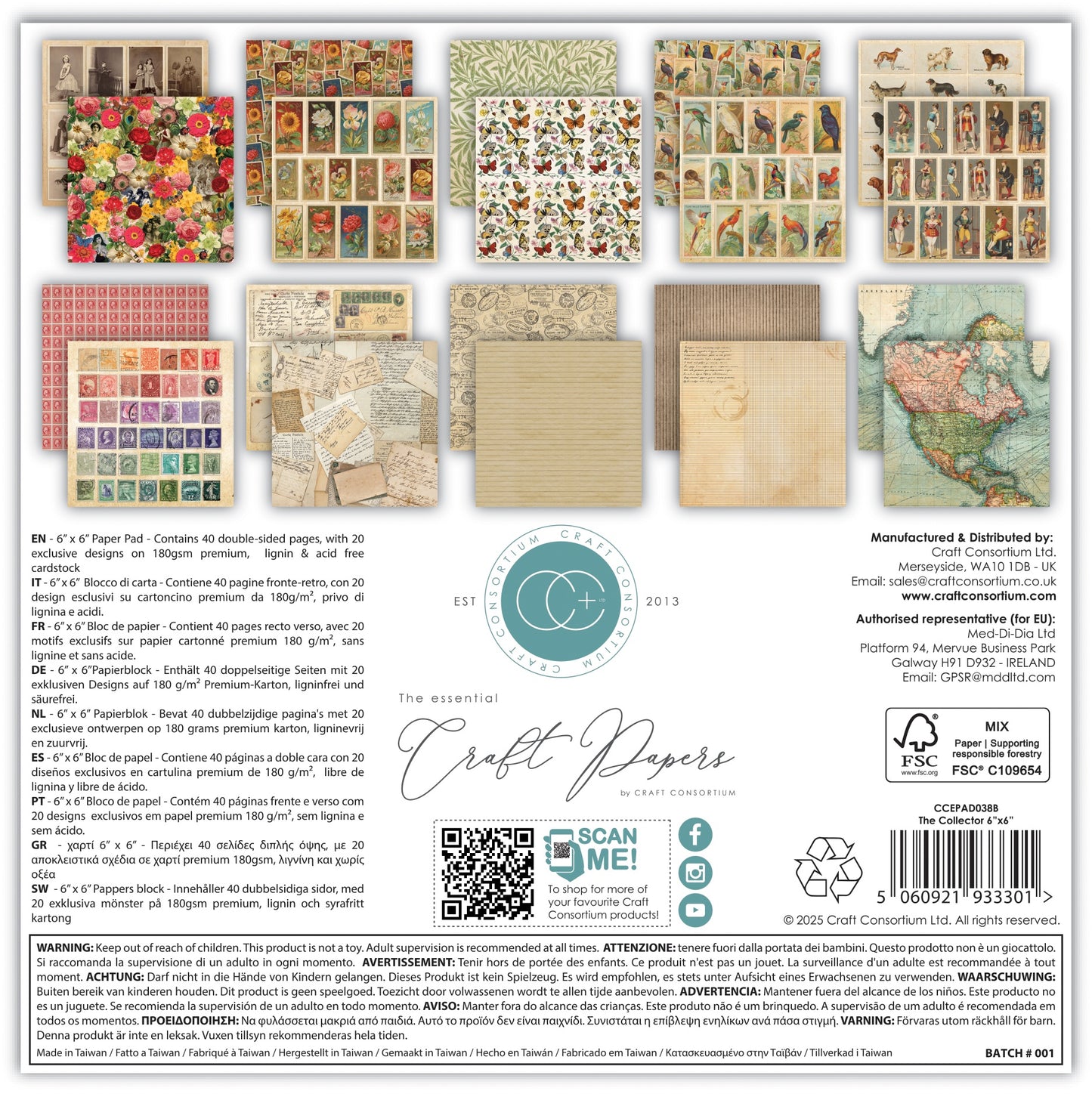 Craft Consortium Double-Sided Paper Pad 6"X6" 40/Pkg