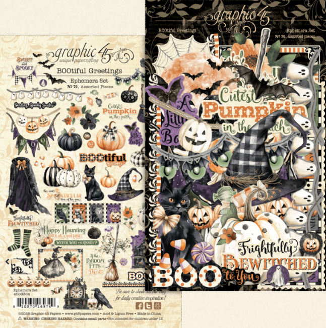 Graphic45 BOOtiful Greetings Ephemera Set