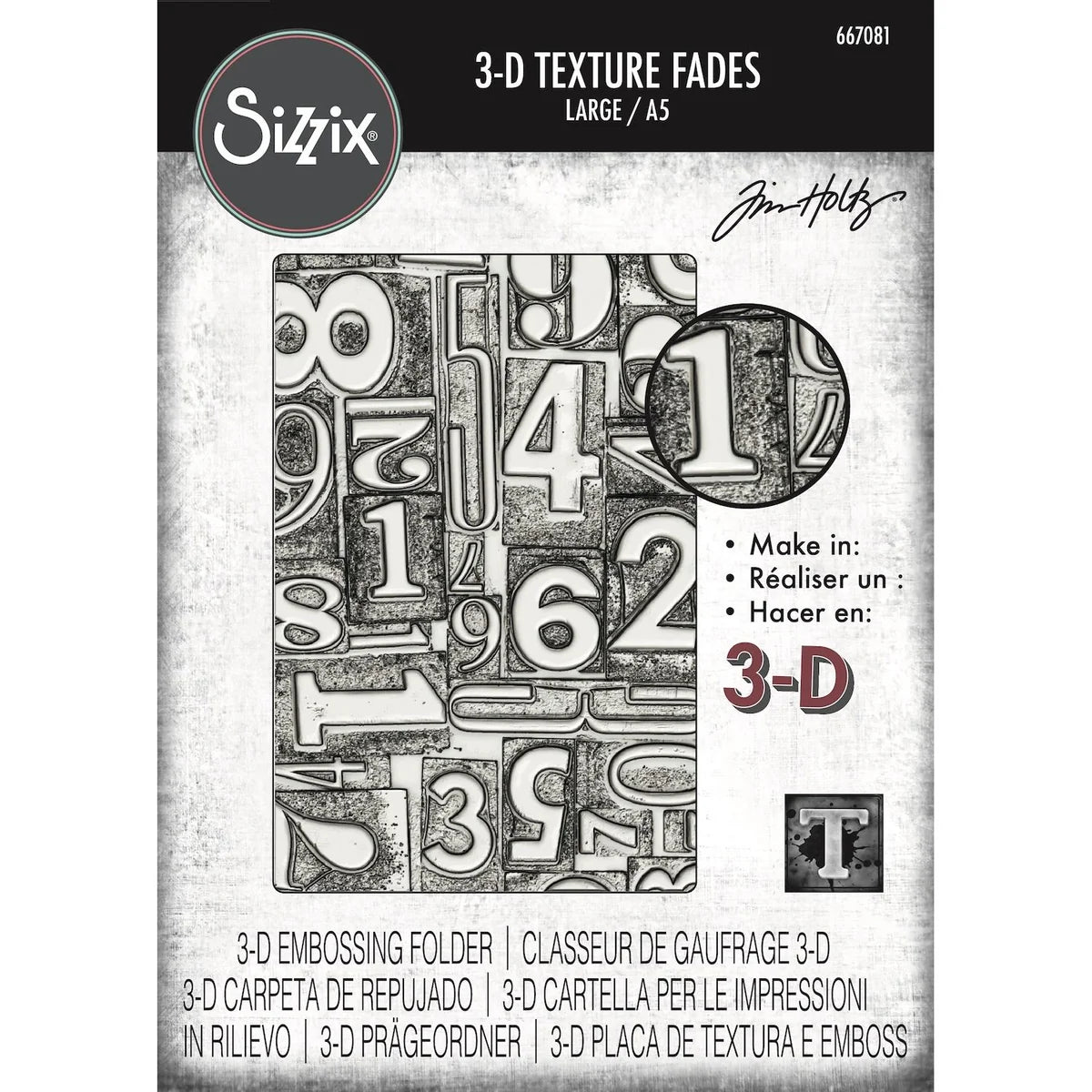 Sizzix 3D Texture Fades Numbered Large