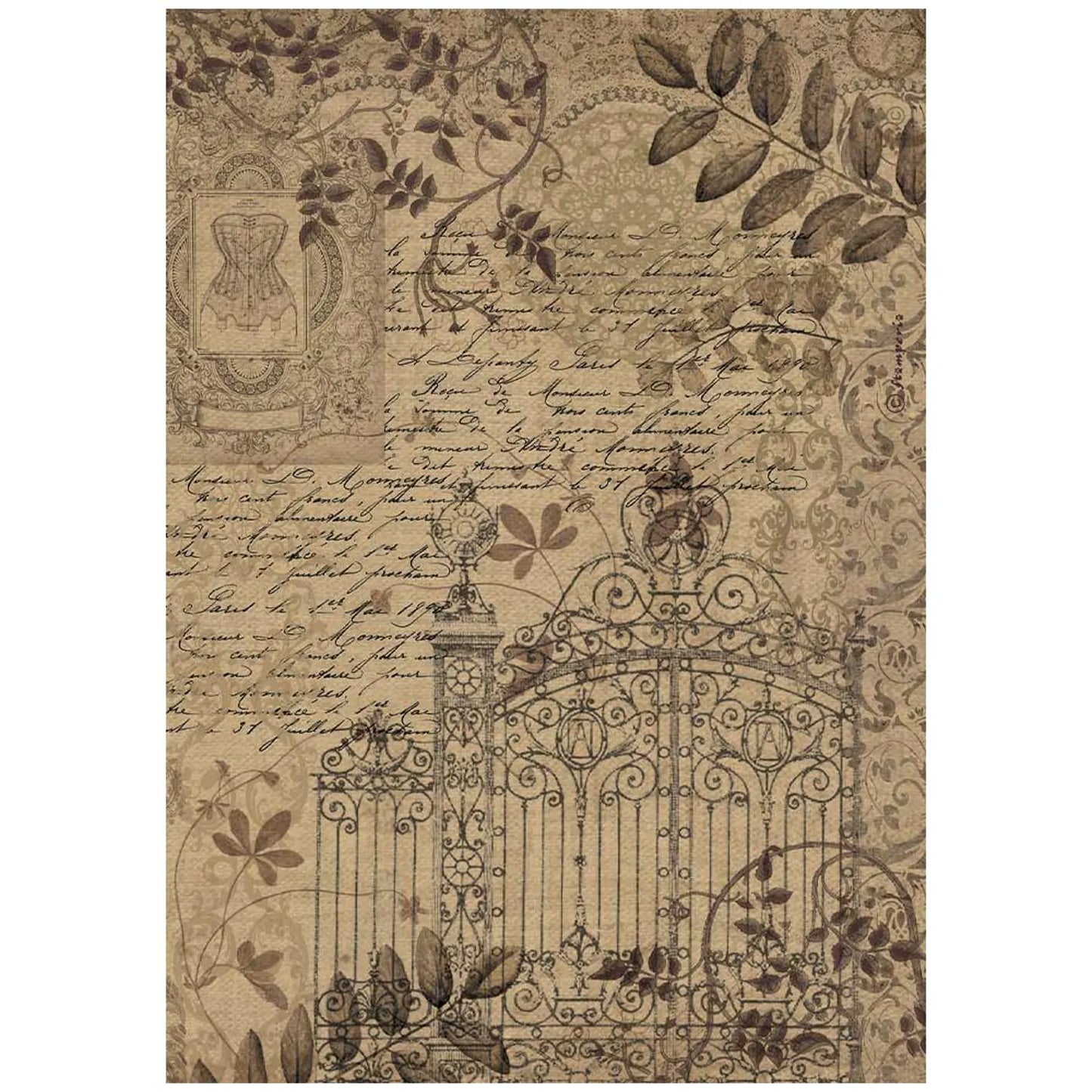 Stamperia Rice Paper Old Lace Gate
