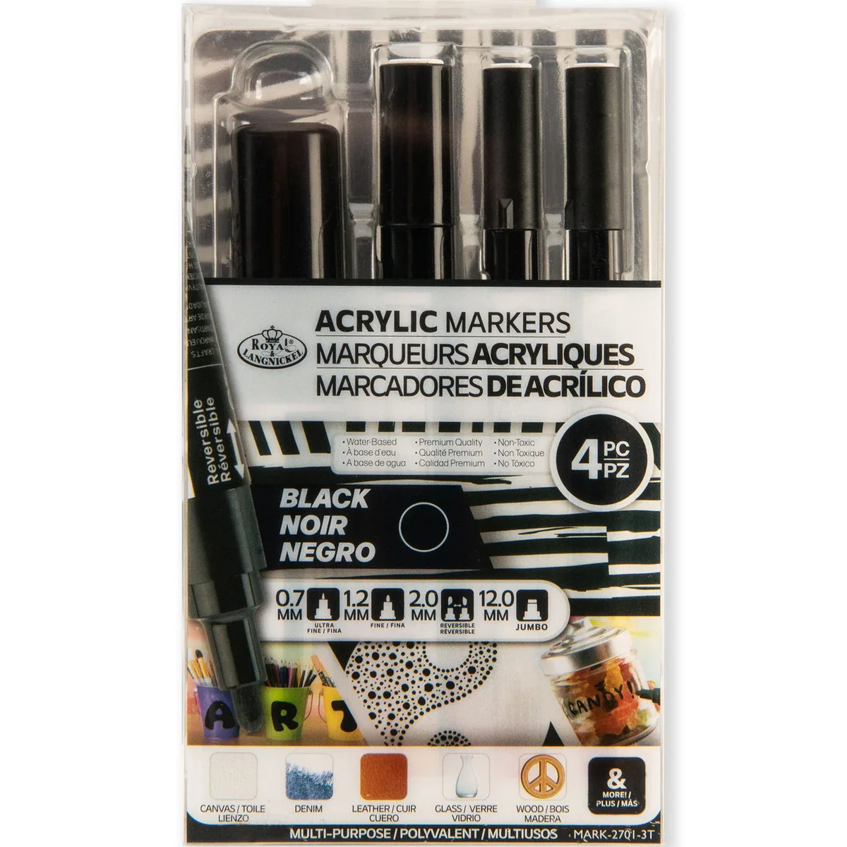 Royal & Langnickel Acrylic Markers Black 4 Pk