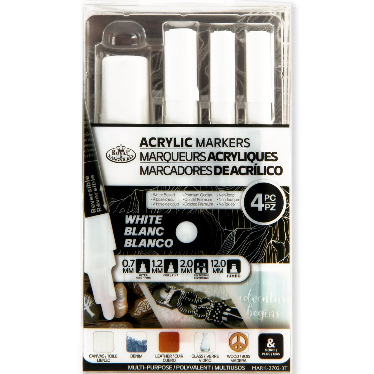 Royal & Langnickel Acrylic Markers White 4 Pk
