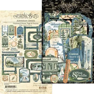 Graphic45 Adventure Awaits Chipboard Pieces, Tags, & Frames