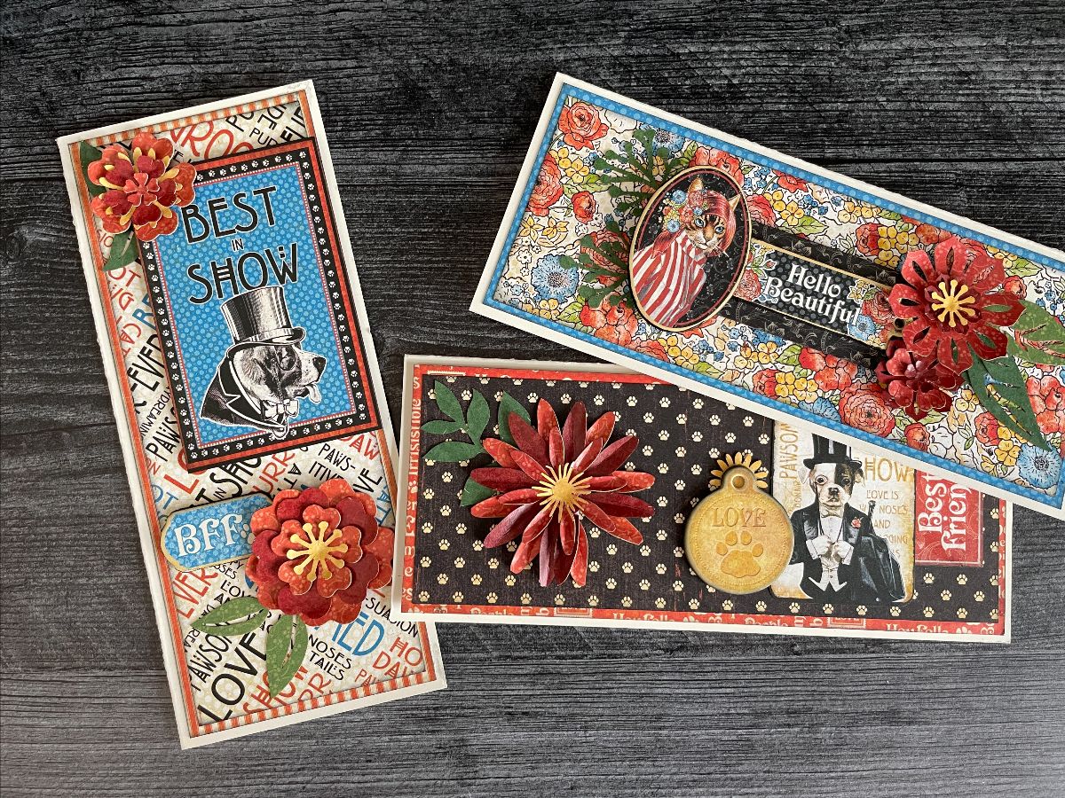 Graphic45 Well Groomed Floral Slim-Line Card Set