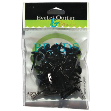 Eyelet Outlet Round Brads Black 8mm 40/Pkg