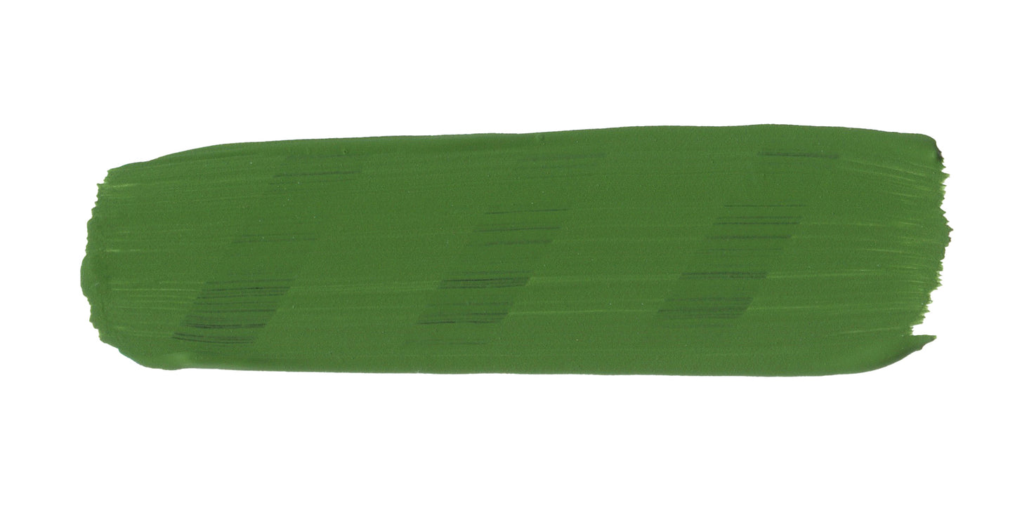 Green paint swatch on a white background