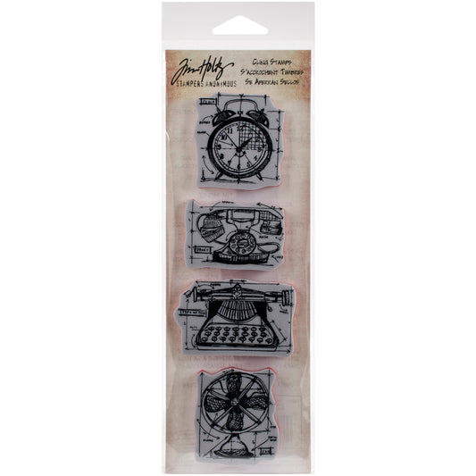 Tim Holtz Mini Blueprints Strip Cling Stamps Vintage Things