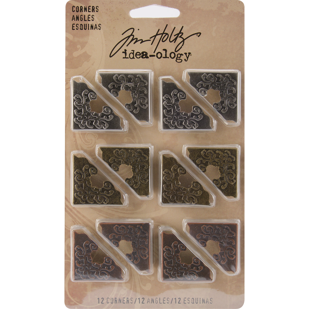 Tim Holtz Metal Ornate Corners 1" 12/Pkg