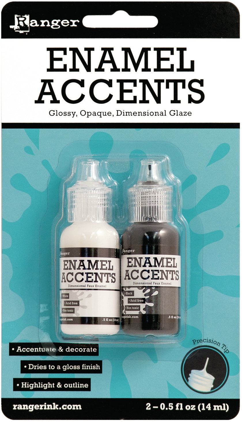 Ranger Enamel Accents .5oz 2/Pkg Black & White