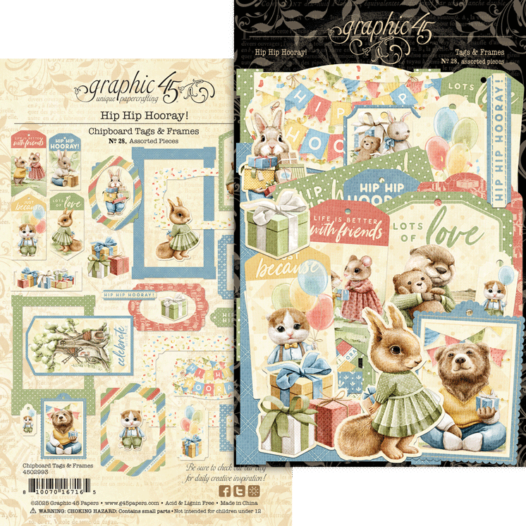 Graphic45 Hip Hip Hooray Tags & Frames