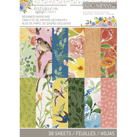 K & Company Antique Garden Paper Pad 6"x8"