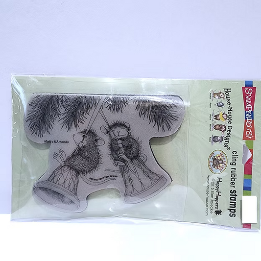 House-Mouse Cling Rubber Stamp Bell Swinging