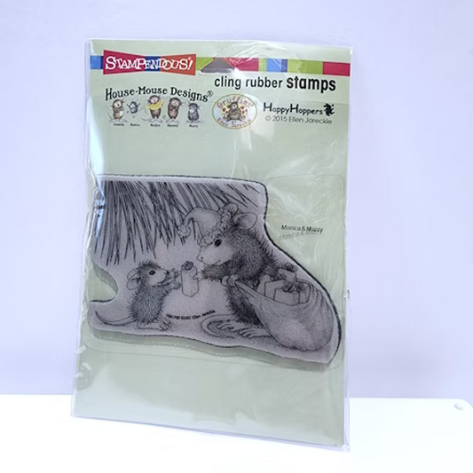 House-Mouse Cling Rubber Stamp Gift Giving
