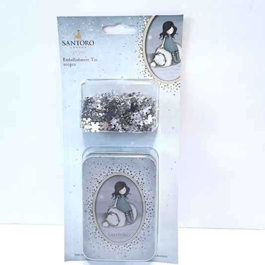 Santoro Winter Friend Embellishment Tin 200pc