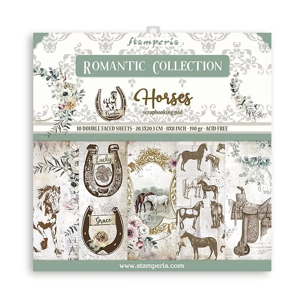 Stamperia Romantic Collection Horses 8 x 8 Paper Pack