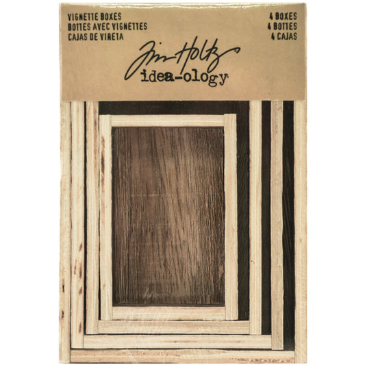 Tim Holtz Idea-Ology Wooden Vignette Boxes 4/Pkg Brown