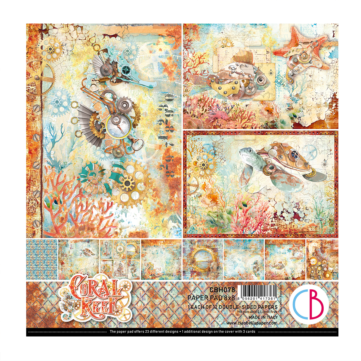 Ciao Bella Coral Reef 8 x 8 Paper Pack