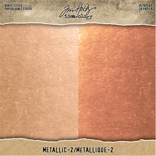 Idea-Ology Paper Stash Kraft Metallic 2 Paper Pad 8"X8" 36/Pkg