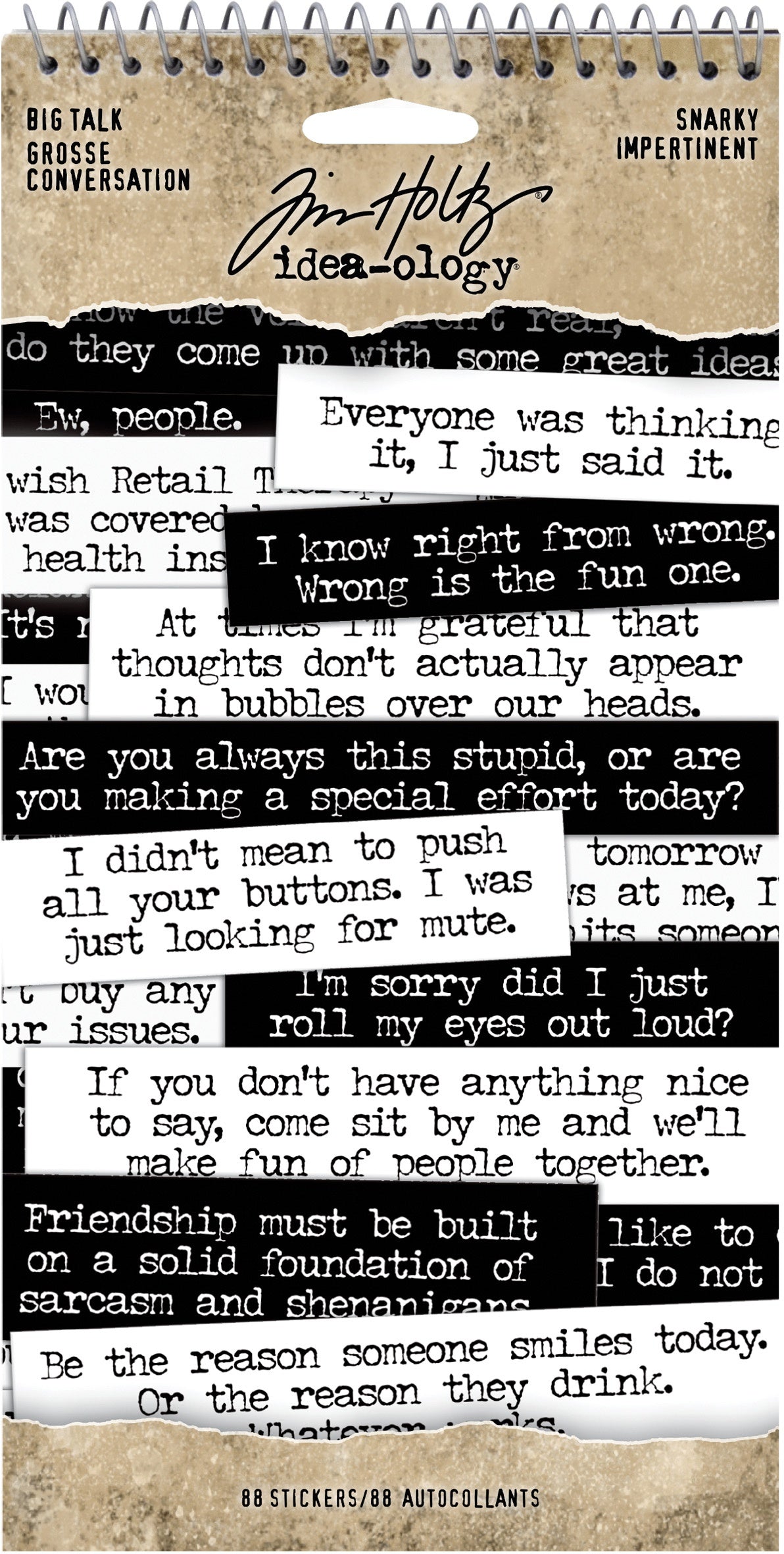 Tim Holtz Idea-Ology Spiral Bound Sticker Book Snarky