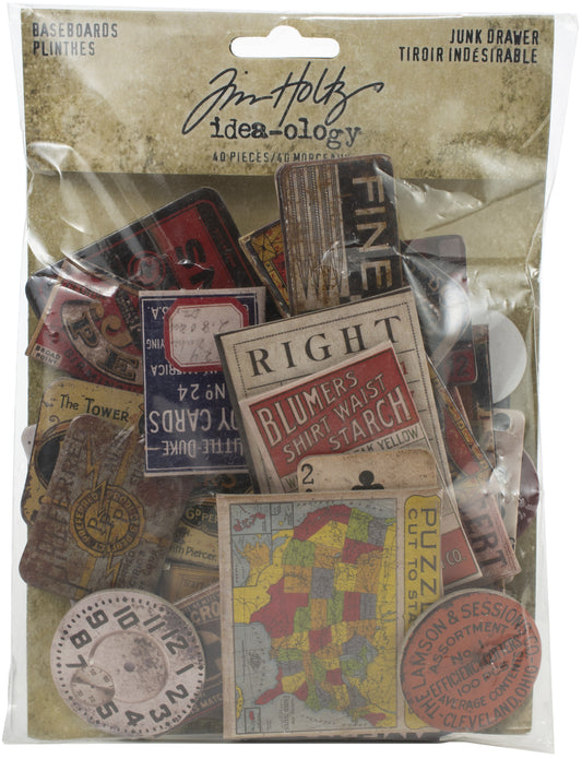 Tim Holtz Chipboard Baseboards 40/Pkg Junk Drawer