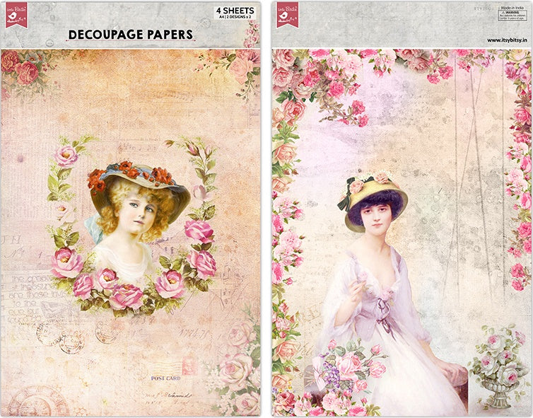 Little Birdie Decoupage Paper A4 4/Pkg