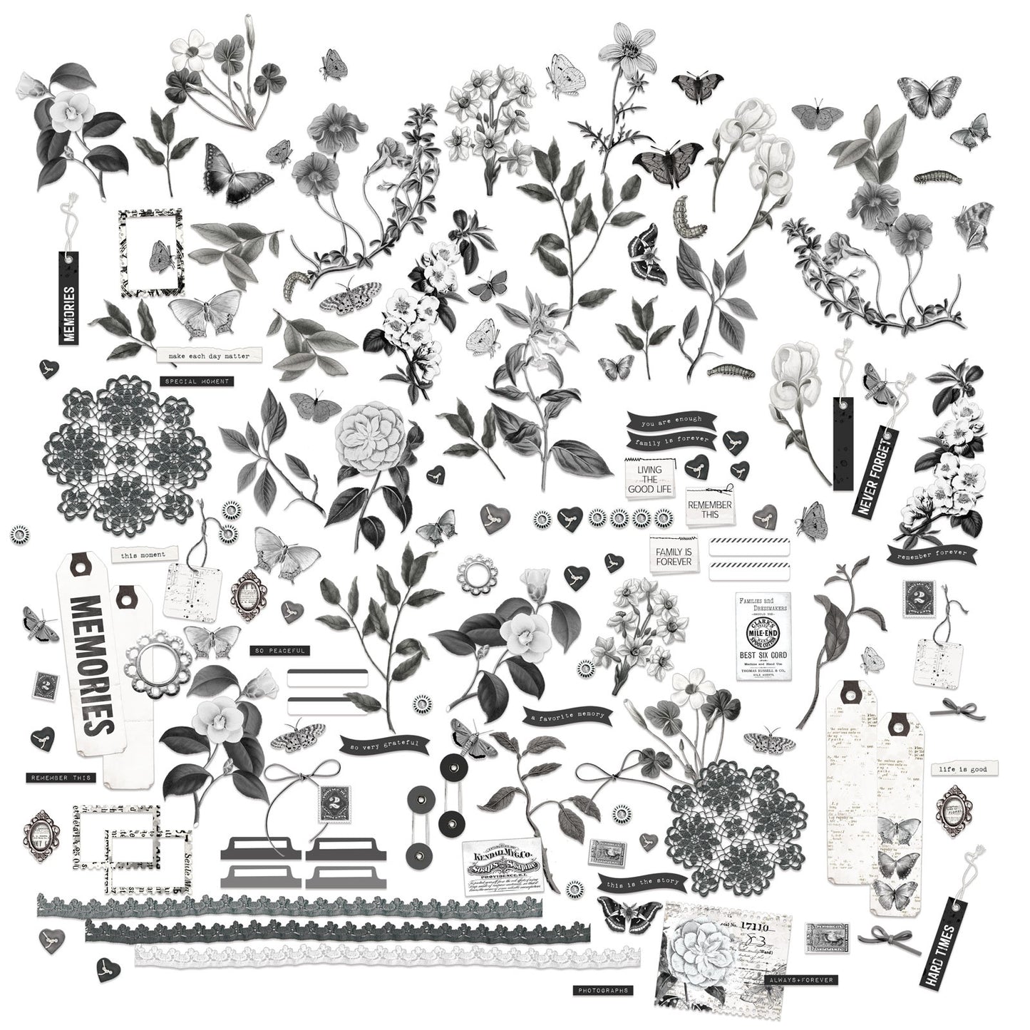 49 and Market Color Swatch: Charcoal Mini Laser Cut Outs Elements