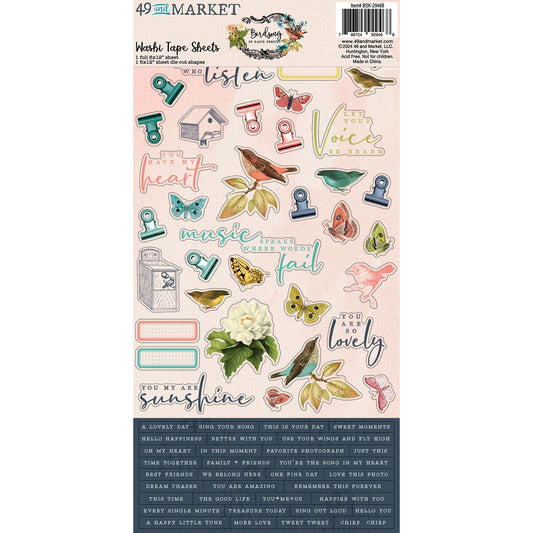 49 and Market Washi Tape Sheets Birdsong