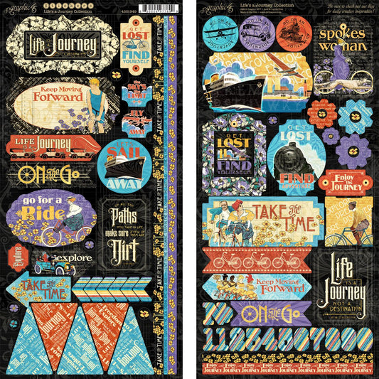Graphic45 Life's a Journey Collection Stickers