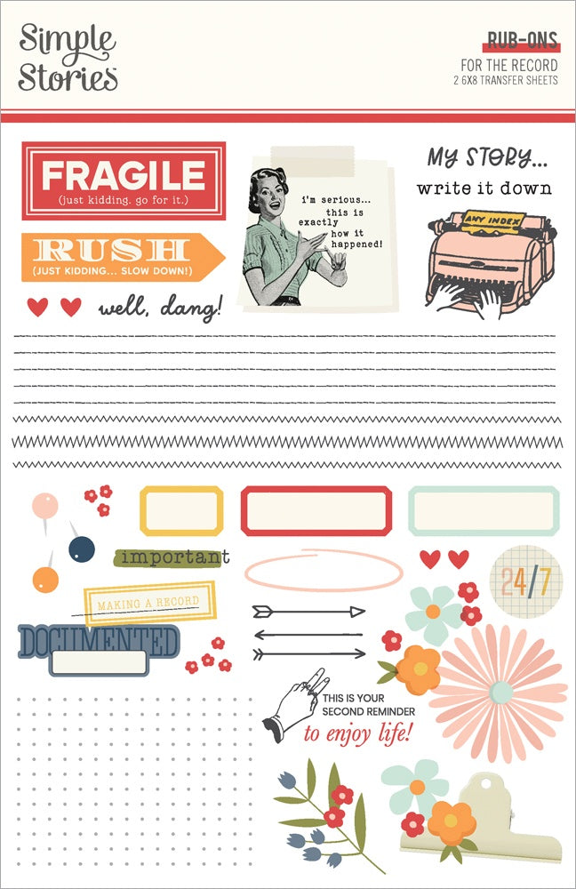 Simple Stories Rub-Ons For The Record 6"X8"