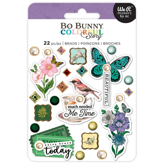 Bo Bunny Colorful Story Embellishment Brads