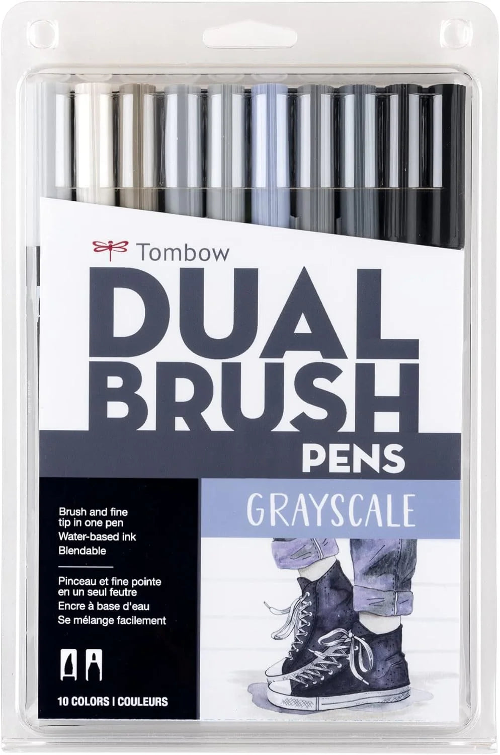 Tombow Dual Brush Pens Grayscale 10 pk