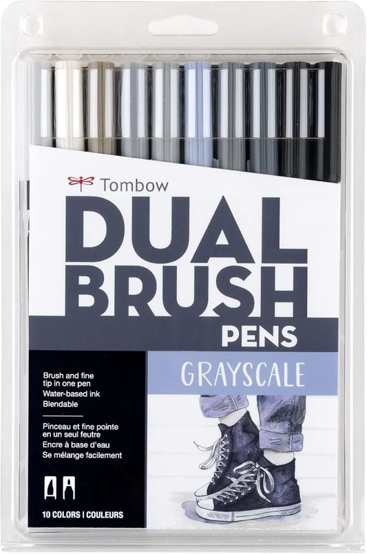 Tombow Dual Brush Pens Grayscale 10 pk