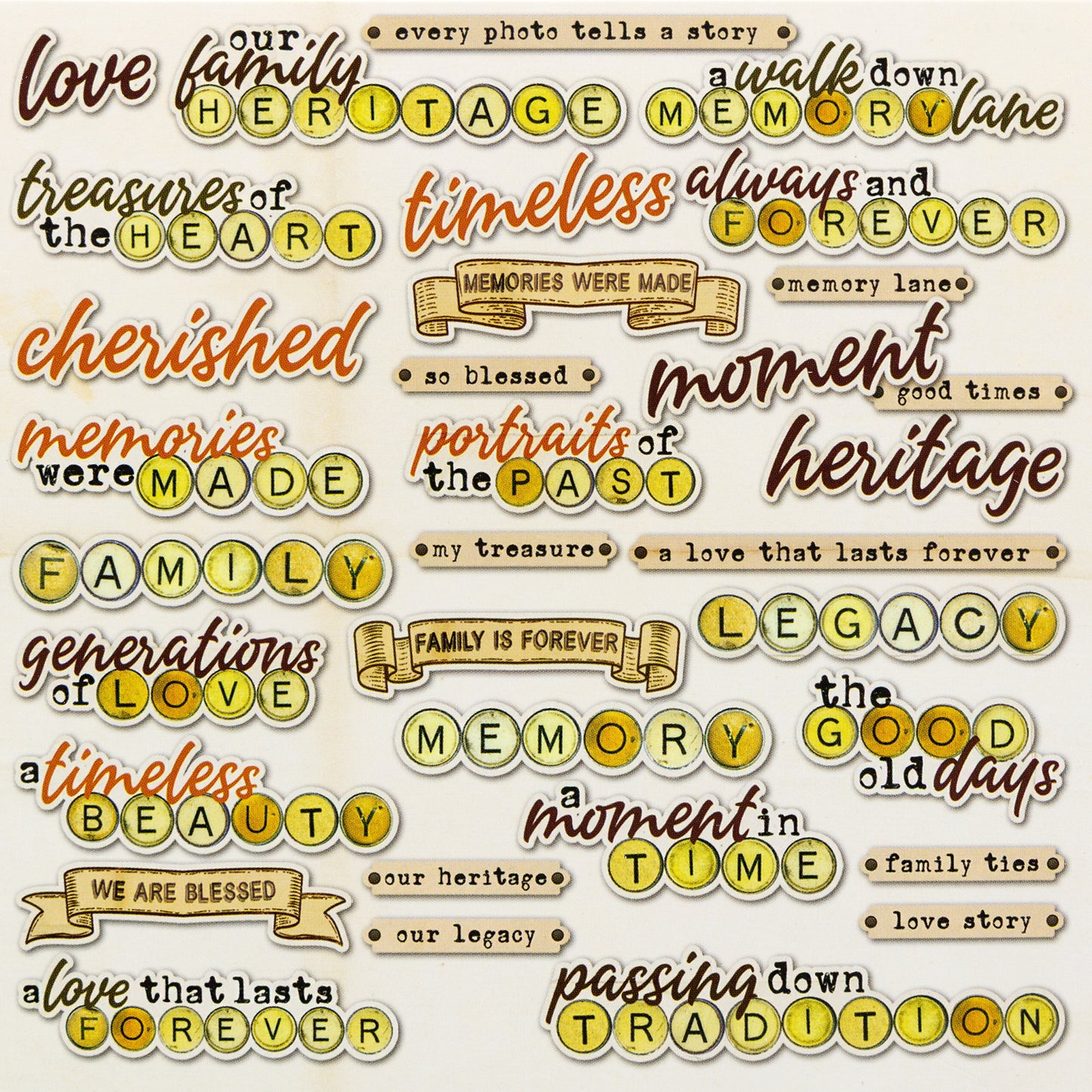 49 and Market Nostalgic Memories Chipboard Words