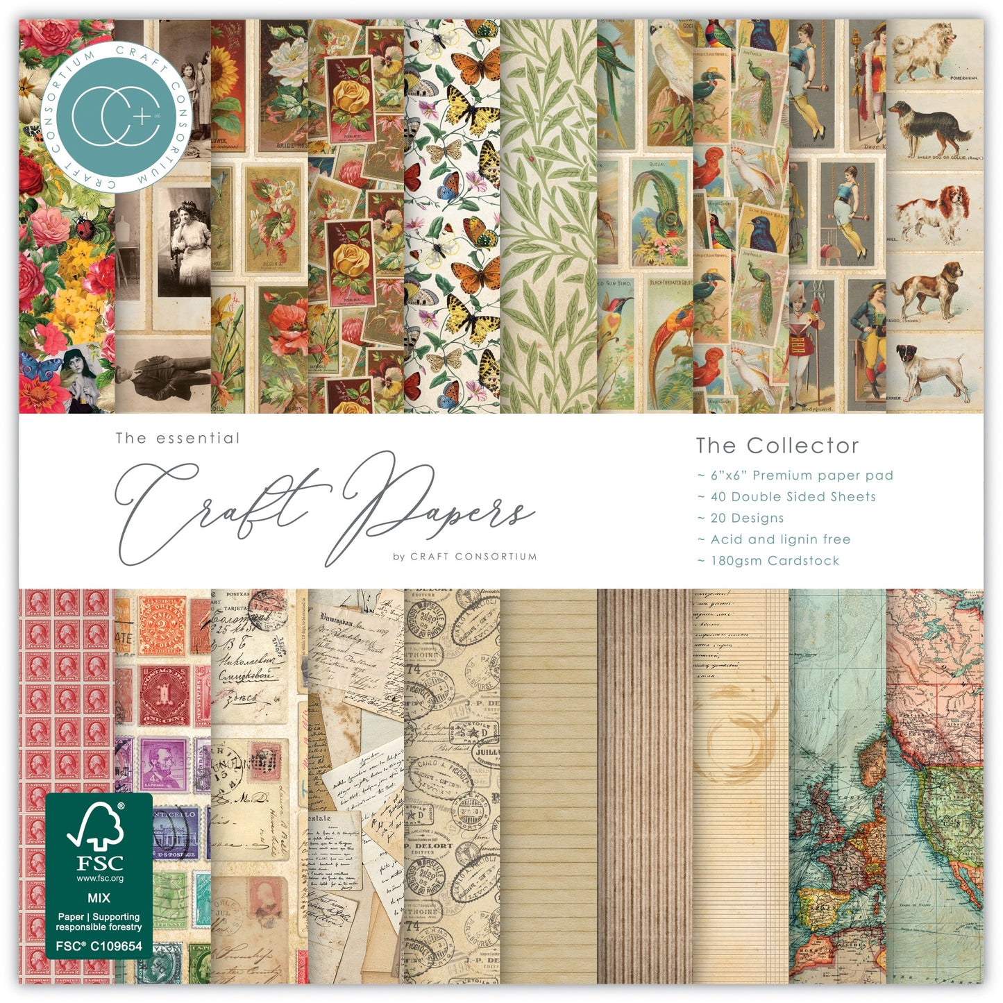 Craft Consortium Double-Sided Paper Pad 6"X6" 40/Pkg