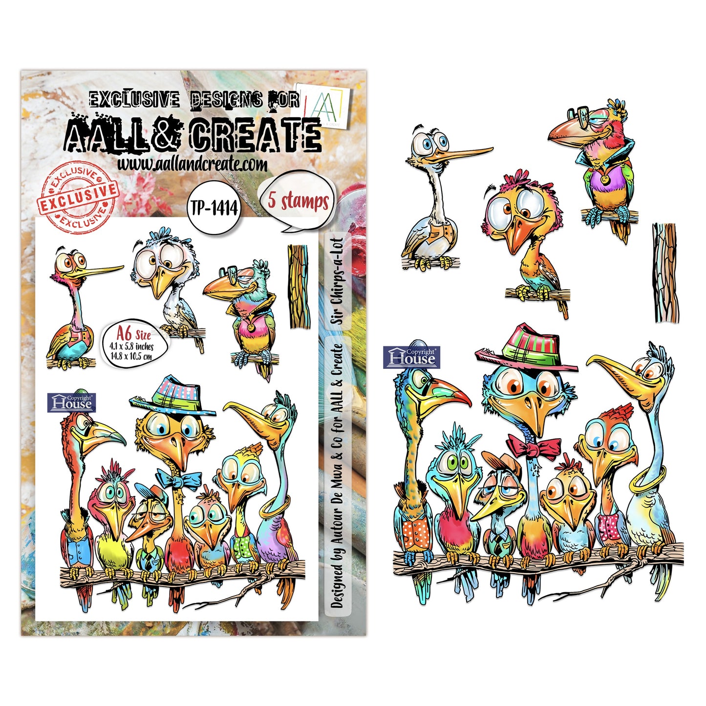 AALL & Create A6 Photopolymer Clear Stamp Set Sir Chirps-a-Lot