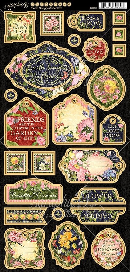 Graphic45 Floral Shoppe Collection Chipboard