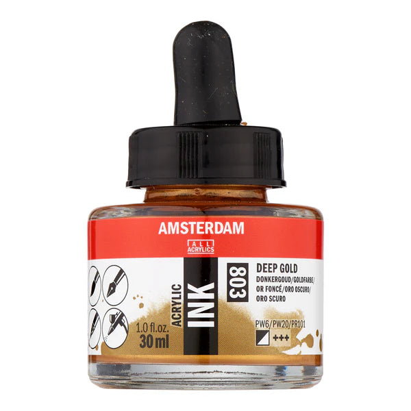 AMSTERDAM ACRYLIC INK 30ML DEEP GOLD