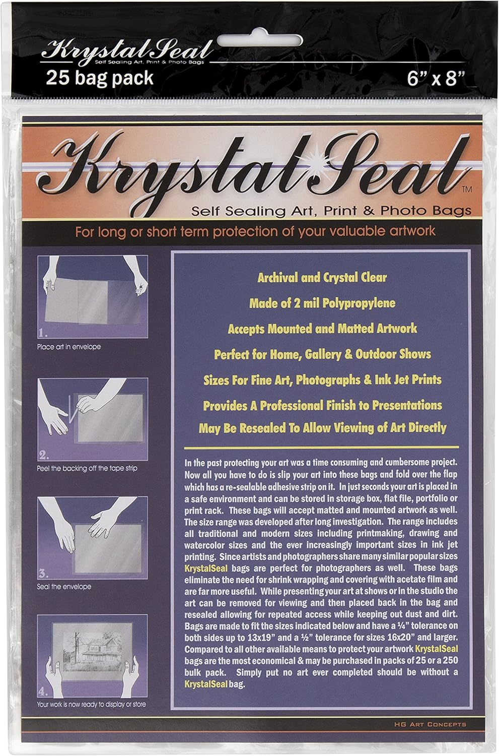 KRYSTAL SEAL BAGS 6X8 INCHES 25 PACK