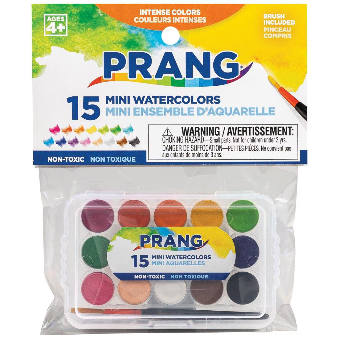 PRANG MINI WATERCOLORS 15 COLORS W/BRUSH