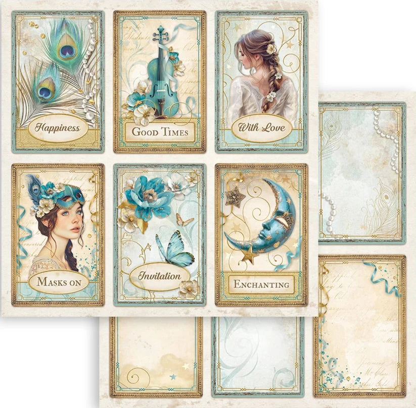 Stamperia Masquerade Collection 6 Cards 12 x 12 Scrapbook Paper