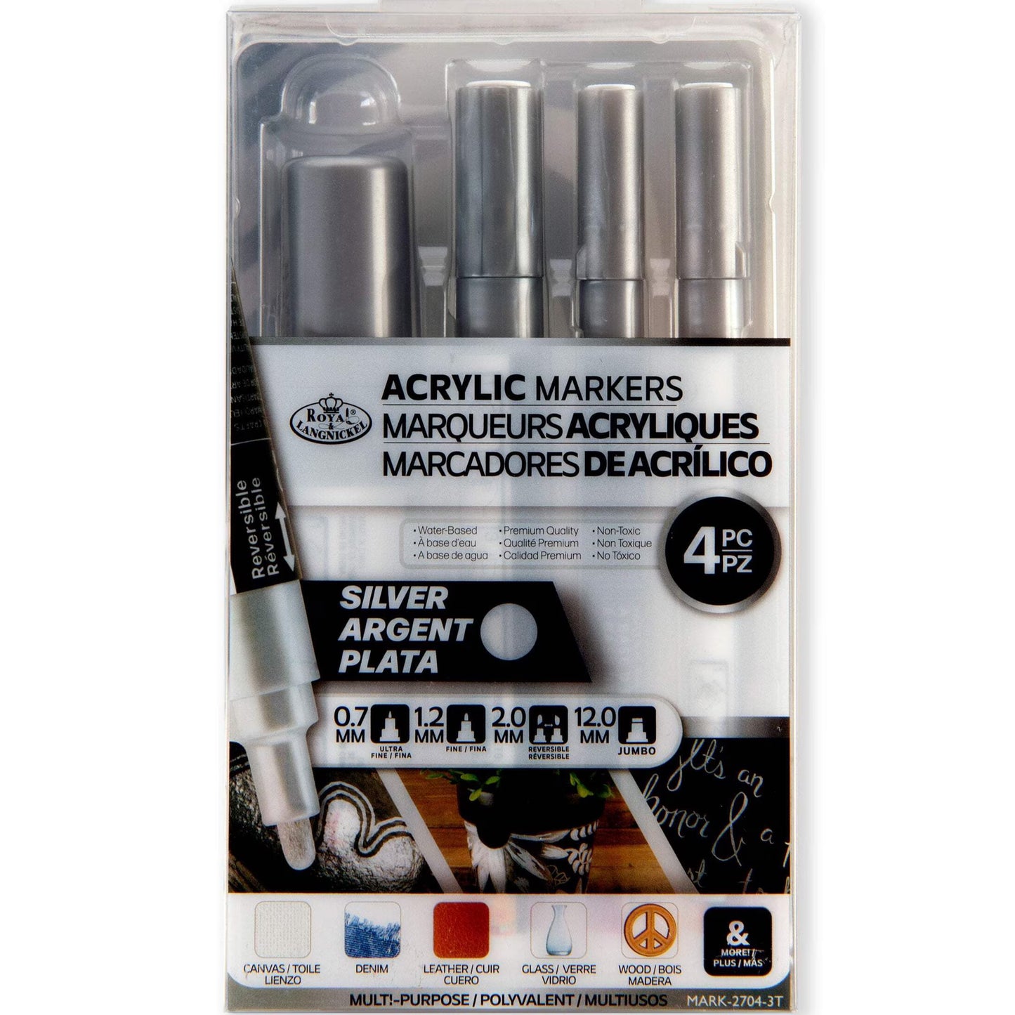 Royal & Langnickel Acrylic Markers Silver 4 Pk