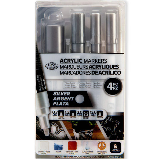 Royal & Langnickel Acrylic Markers Silver 4 Pk