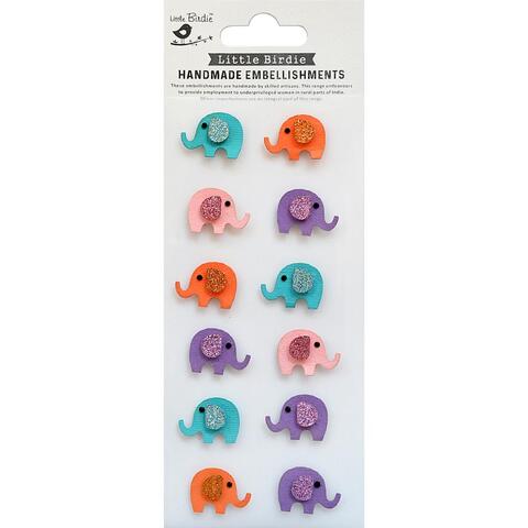 Little Birdie Mini Glitter Elephant Embellishments