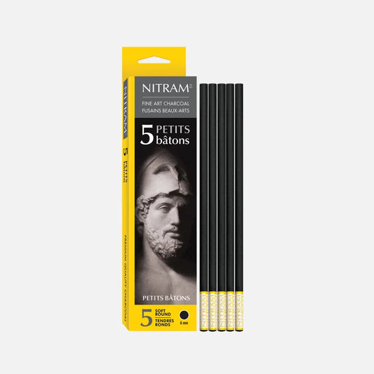 New Wave Nitram Fine Art Charcoal Petits Bâtons Soft Round