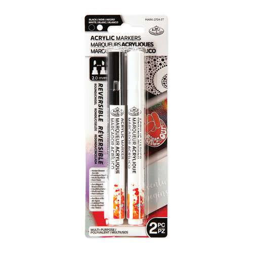 Royal & Langnickel Acrylic Markers Black/White 2 Pk