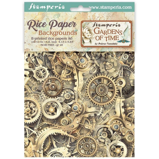 Stamperia Rice Paper Backgrounds Gardens of Time